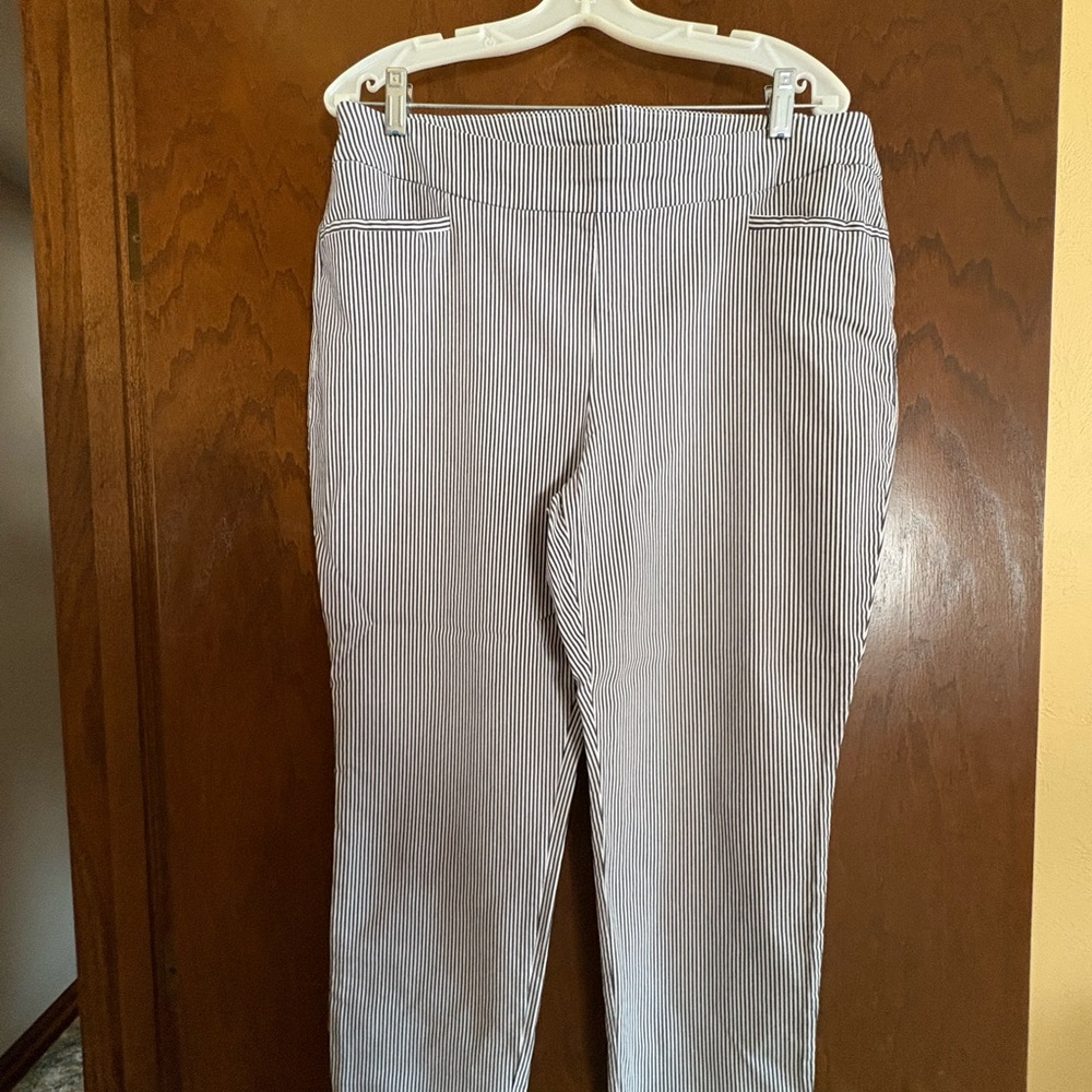 Chico's Black and White Striped Ankle Pants
